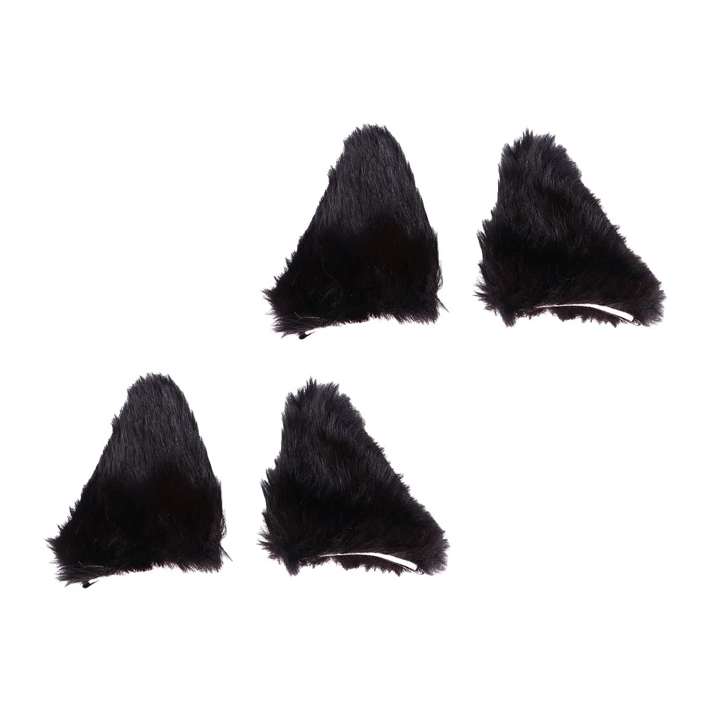 2 Pairs Cat Ears Hairpin Eye-catching Clip Codplay Prop Lovely Clamp Prom Party Flannel Animal Halloween Barrette