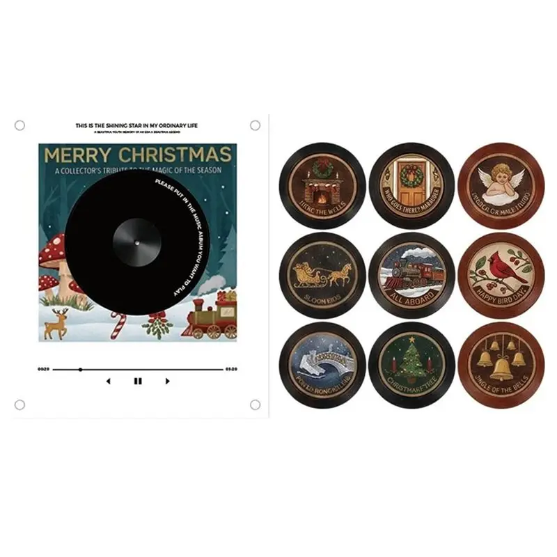 PORK-Xmas Magnetic Music Fridge Magnet Vintage Vinyl Record Refrigerator Magnets Enabled For Refrigerator Decor