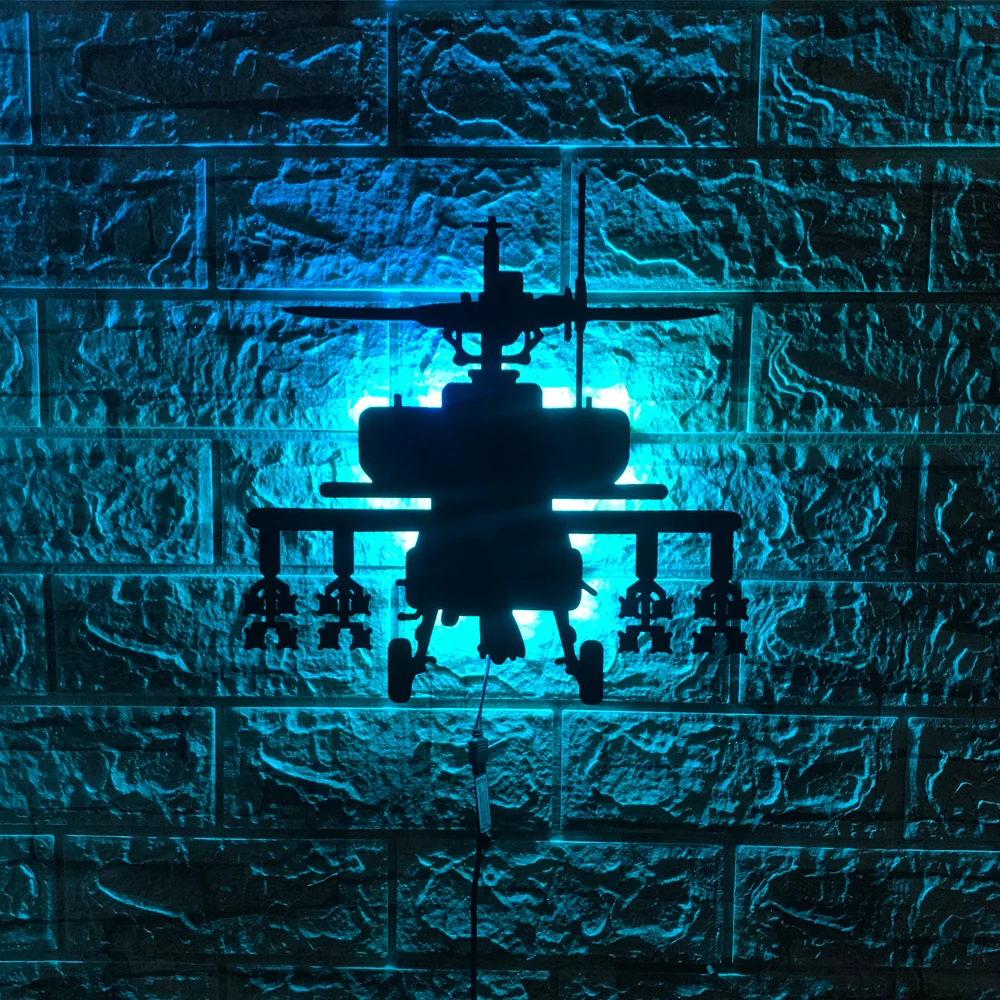 ZK50 Modern Helicopter Creative Color Changing LED Painting Wall Lamp Indoor Bar Decoration USB Remote Control Night Light