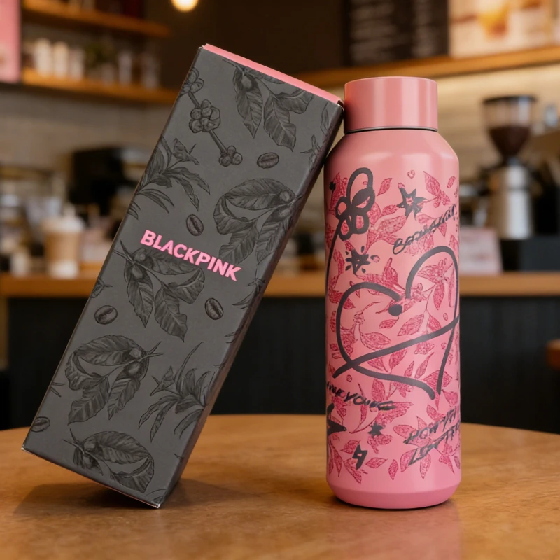 Limited Edition Starbucks Blackpink Pink Water Bottle, Heart Star