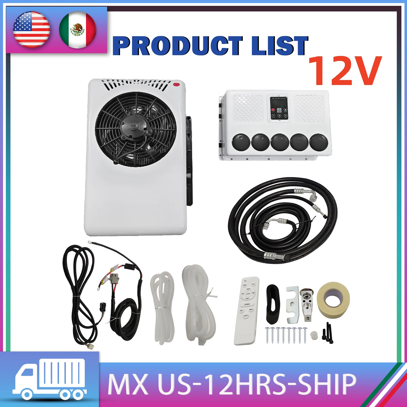 

Aspligo 12V 10500BTU New Electric Car Air Conditioner New Energy Parking Split Air Conditioning for Truck Bus Camper Van RV Boat