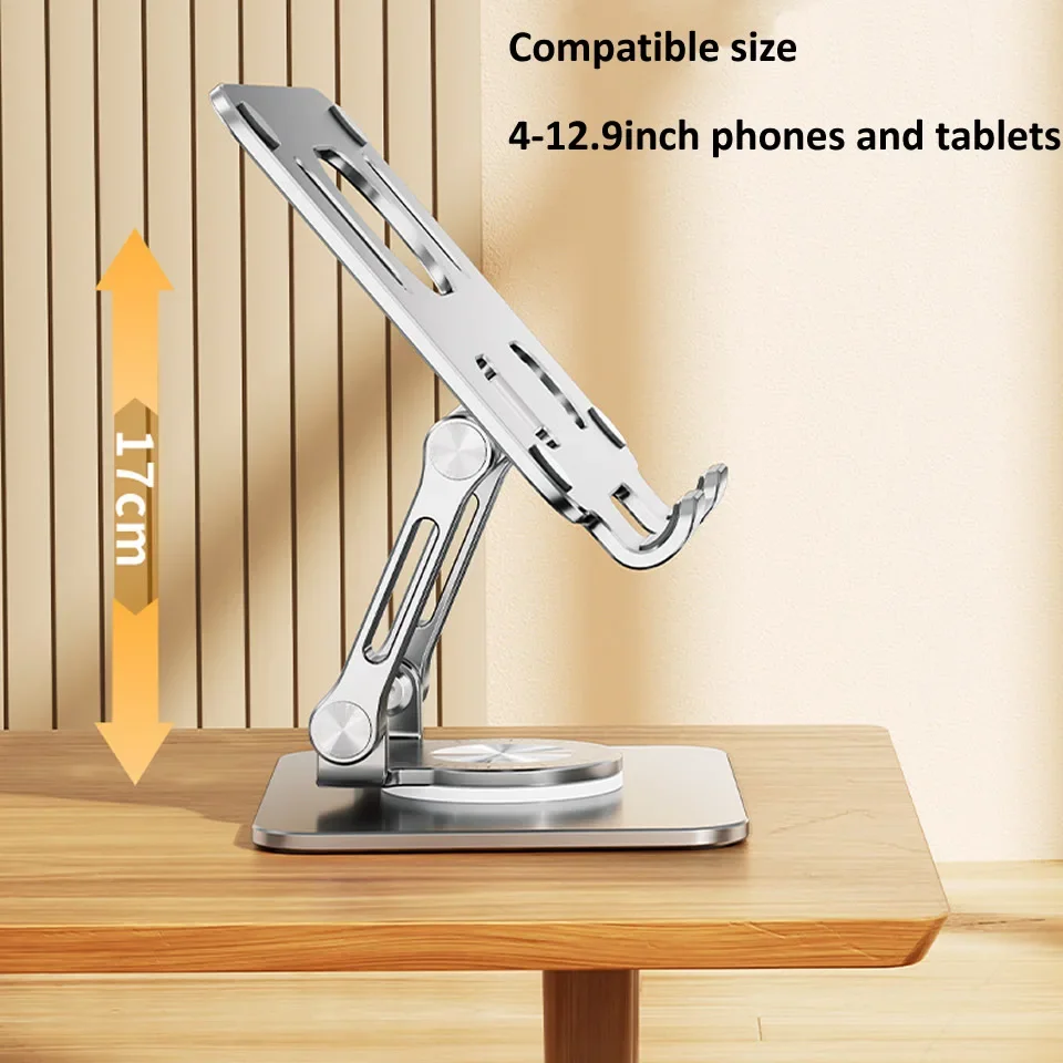 Soporte para tableta con rotación de 360 ° para iPad, soporte plegable ajustable para tableta, soporte para teléfono de aluminio Compatible con iPad