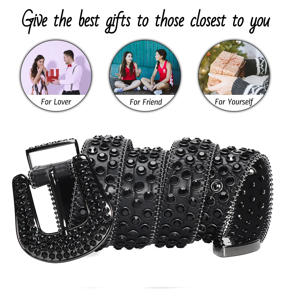 Punk Strass Riemen Hot Y2K Designer Lederen Band Diamond Bing Riem Meisjes Mode Riem Voor Jeans Mannen