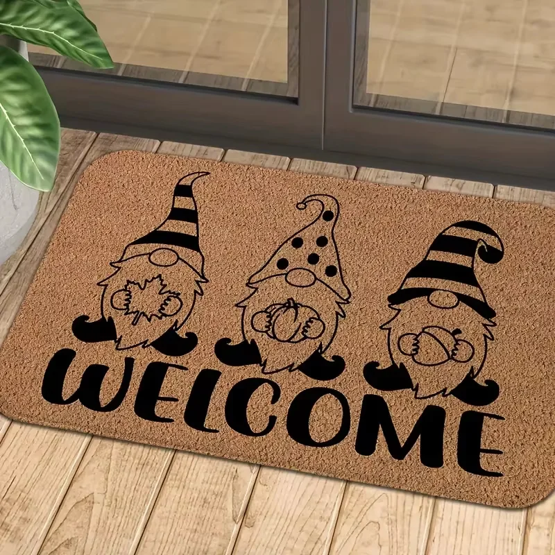 VIKAMA Cute Gnome Welcome Anti Slip Rug Washable Doormat For Kitchen Bath Hallway Farmhouse Indoor Home Decor