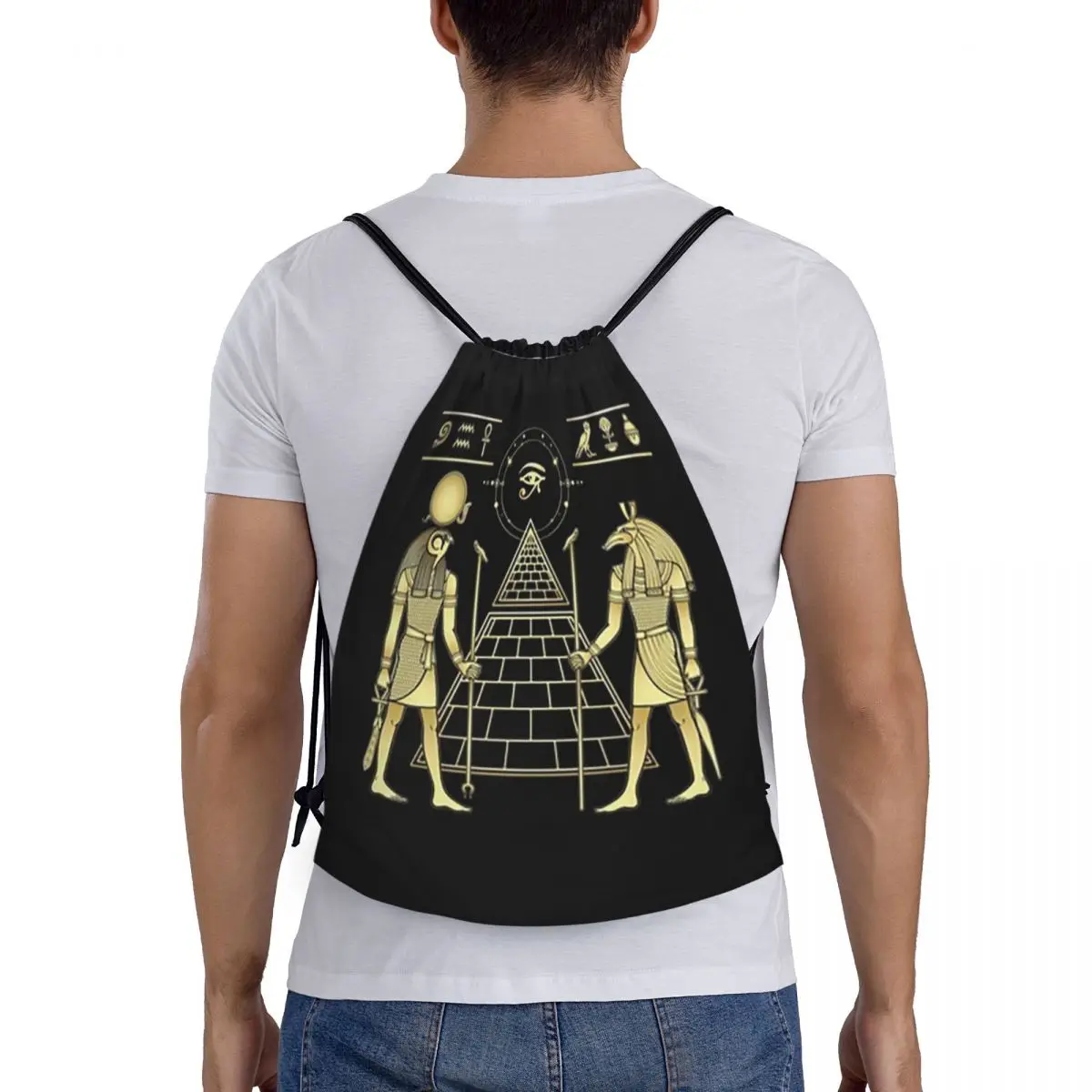 Egyptian God Ra And Seth Backpacks Fashion Drawstring Bags Sports Bag Book Bags for Man Woman Students