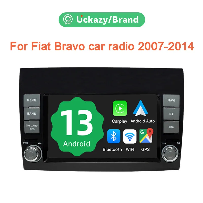 Autoradio Android 13 da 72 Din per Fiat/Bravo 2007 2008 2009 20102011   2012 Multimedia GPS Navi