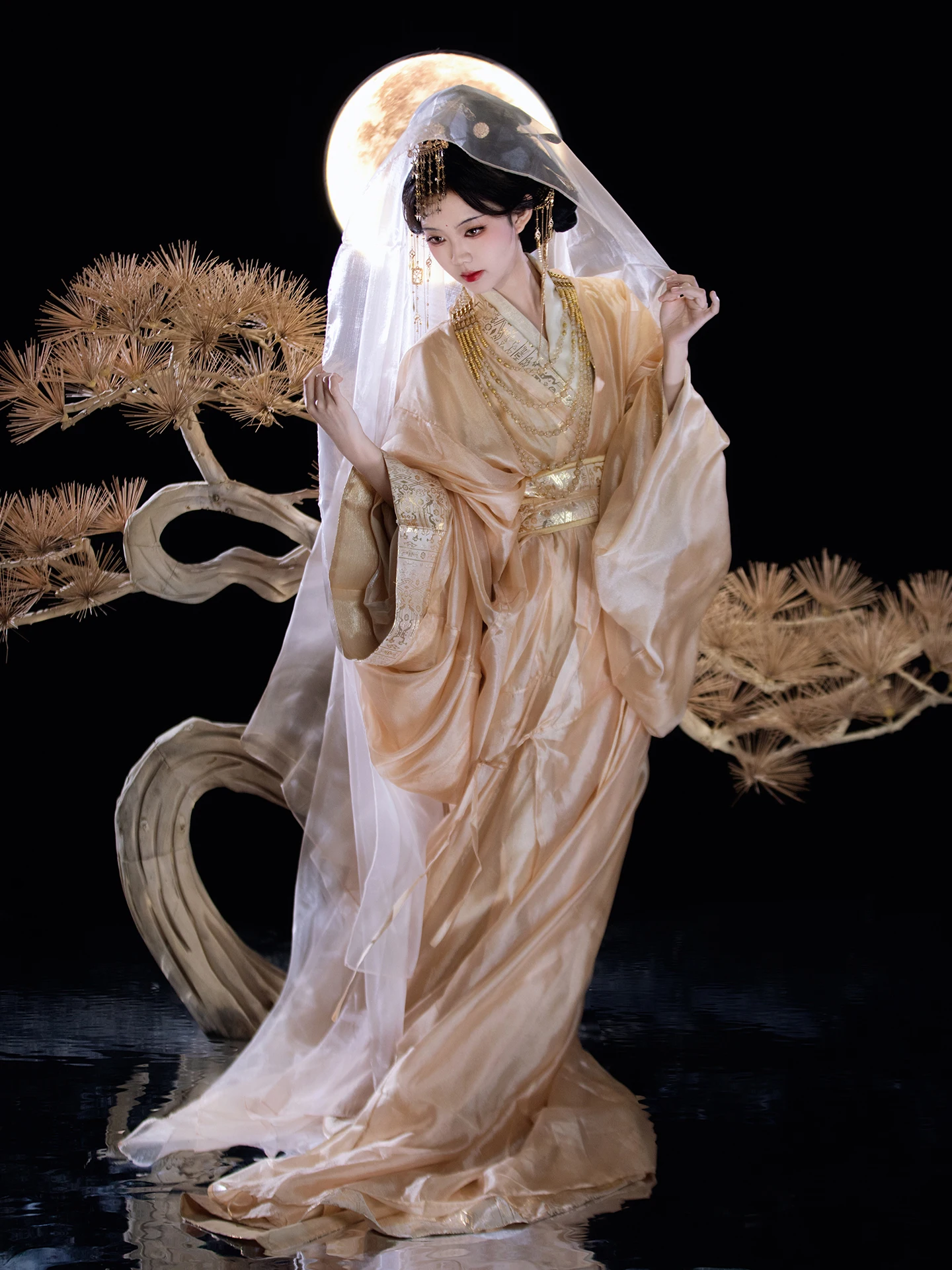 

anchi Ao Huang Hanfu Ancient Gold Tead Silk Double Layer Spring Autumn Winter Everyday Fairy Aosphere on Camera