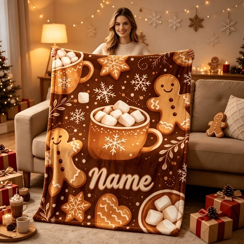 Merry Christmas New Year Print Throw Blanket, Xmas Bauble Gift Box Winter Holiday Sofa Throw Blanket