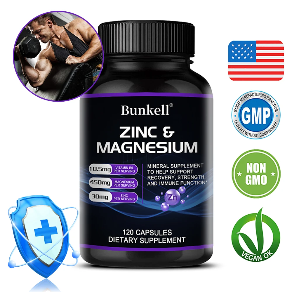 Zinc + Magnesium - Helps Maintain Healthy Nerves and Muscles, Improves Energy, Vitality, and Fights Daily Stress and Fatigue