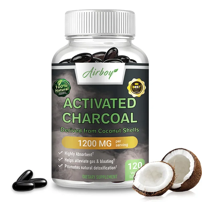 Activated Charcoal Capsules - Relieves Gas and Bloating, Promotes Natural Detoxification, Speeds Up Metabolism