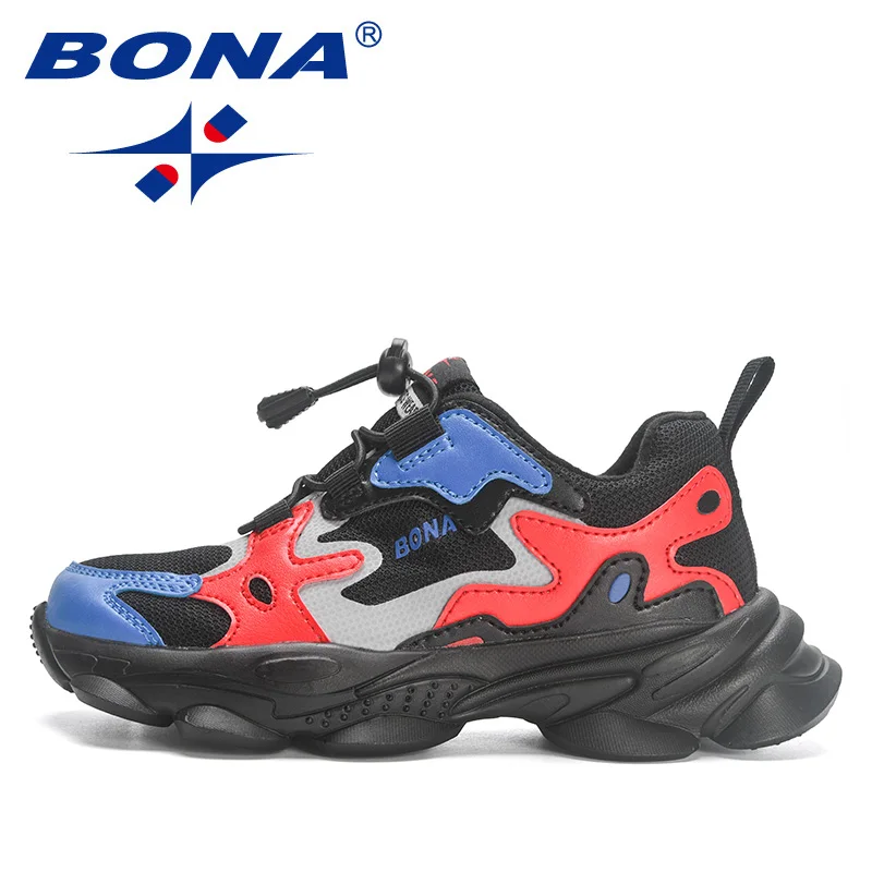 BONA 2023 New Designers Fashion Sneakers Child Walking Shoes Kids Non-slip Lightweight Sports Shoes Child Quality Running Shoes