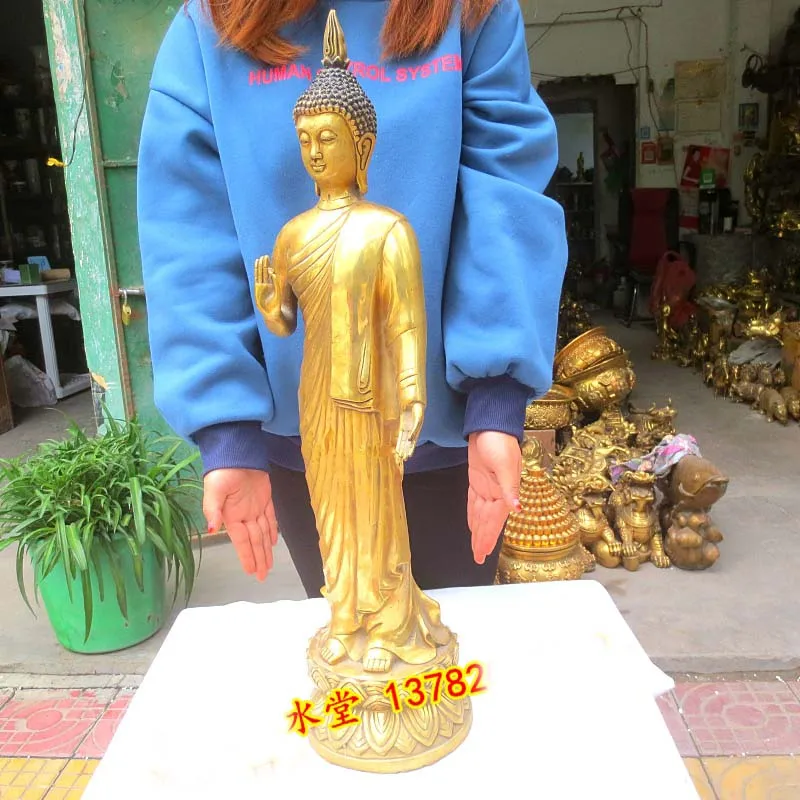 70cm large Thailand HOME Temple Shrine Patron saint efficacious bless copper golden Buddha  FENG SHUI art statue