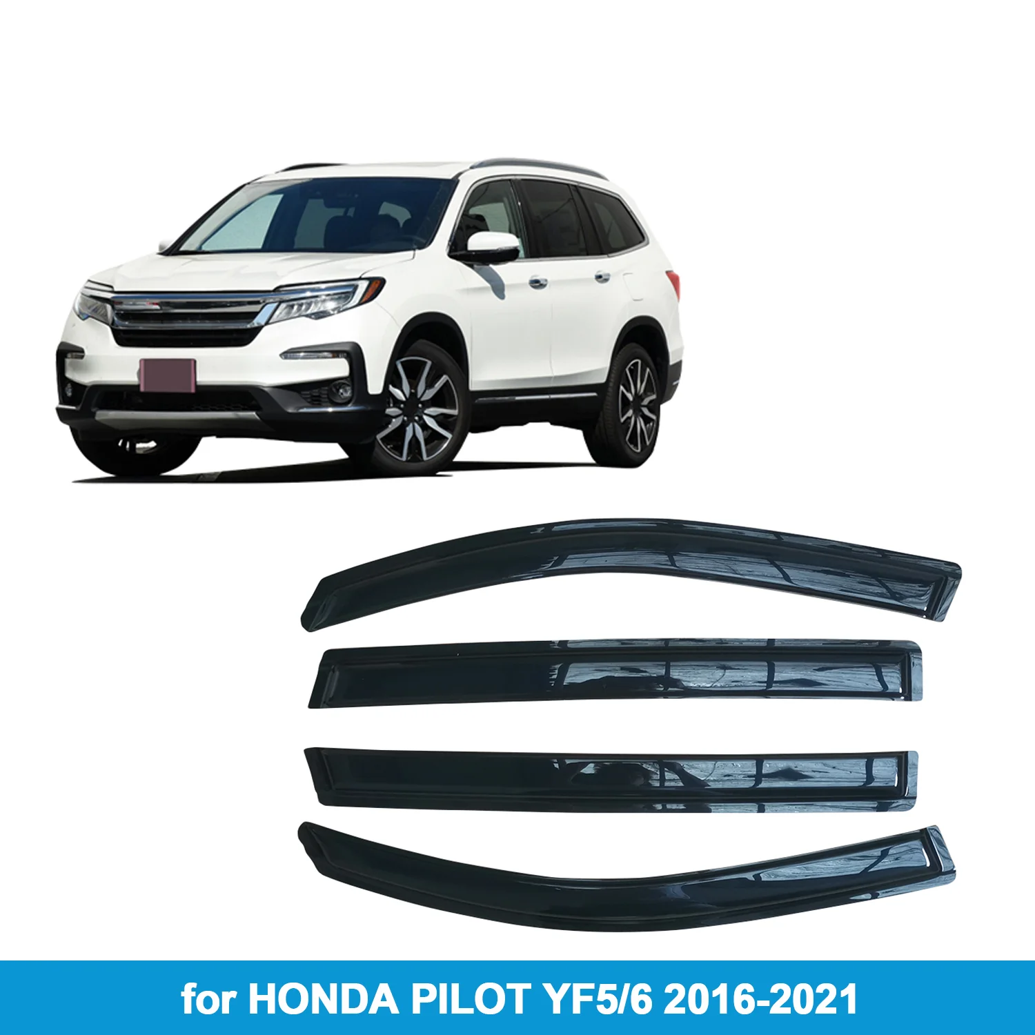 

Дефлекторы окон (ветровики) для HONDA PILOT YF5/6 2016-2021, защита от дождя, наружное крепление на липучке
