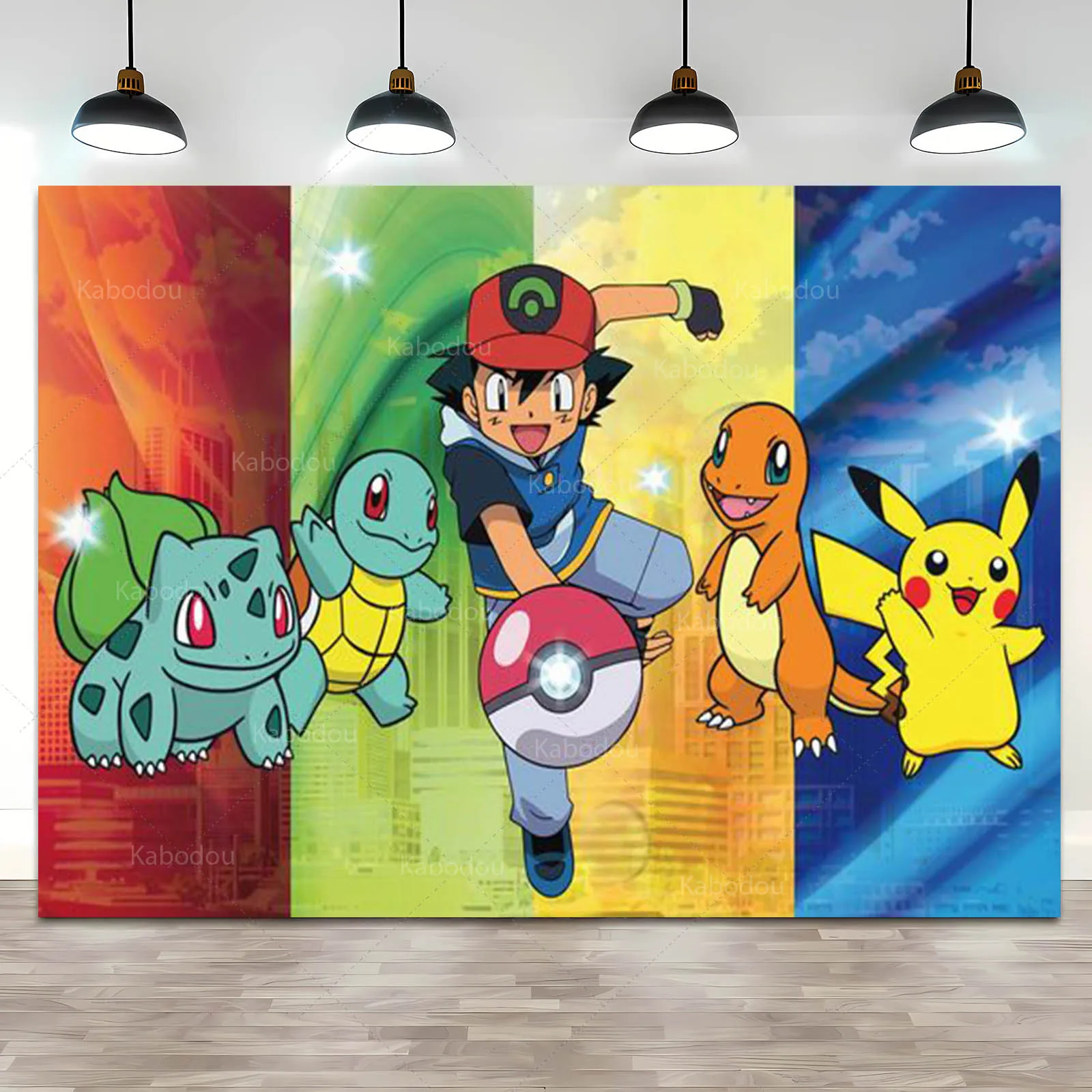 Birthday Party Backdrop Cartoon Pokemon Pikachu Background Photography Baby Shower Wall Photo Studio Banner Decor For Boy Gift