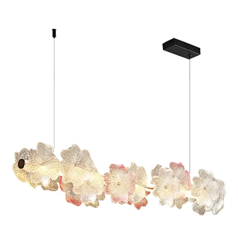 

French one-word living room chandelier light luxury European glass flower dining room bedroom dining room warm