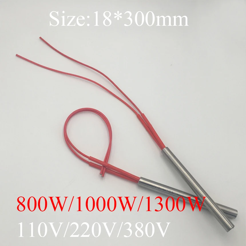 

18x300 18*300 800W 1000W 1300W AC 110V 220V 380V Stainless Steel Cylinder Tube Mold Heating Element Single End Cartridge Heater