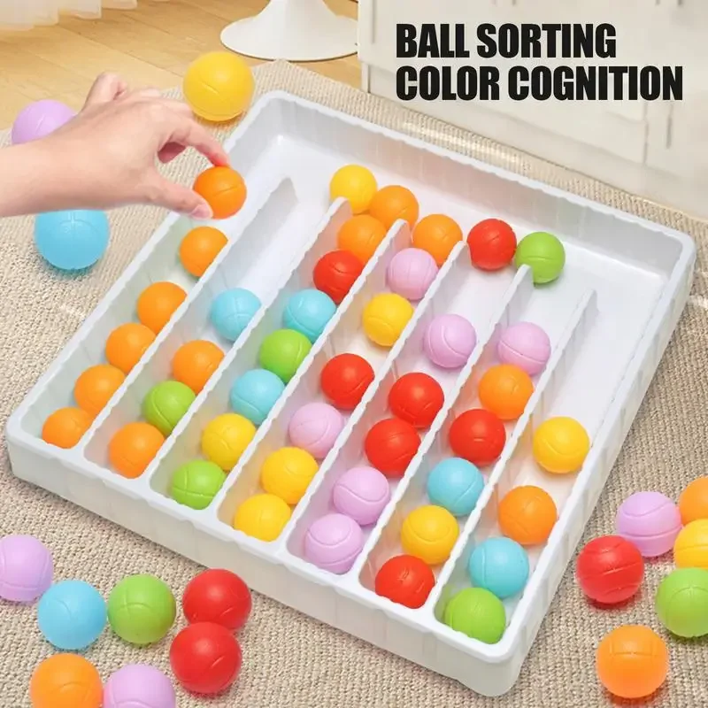 Color Sorting Ball Toy Colorful Balls Sensory Game Rainbow Balls Board Game Color Sorting Counting Puzzle for Kids Gifts