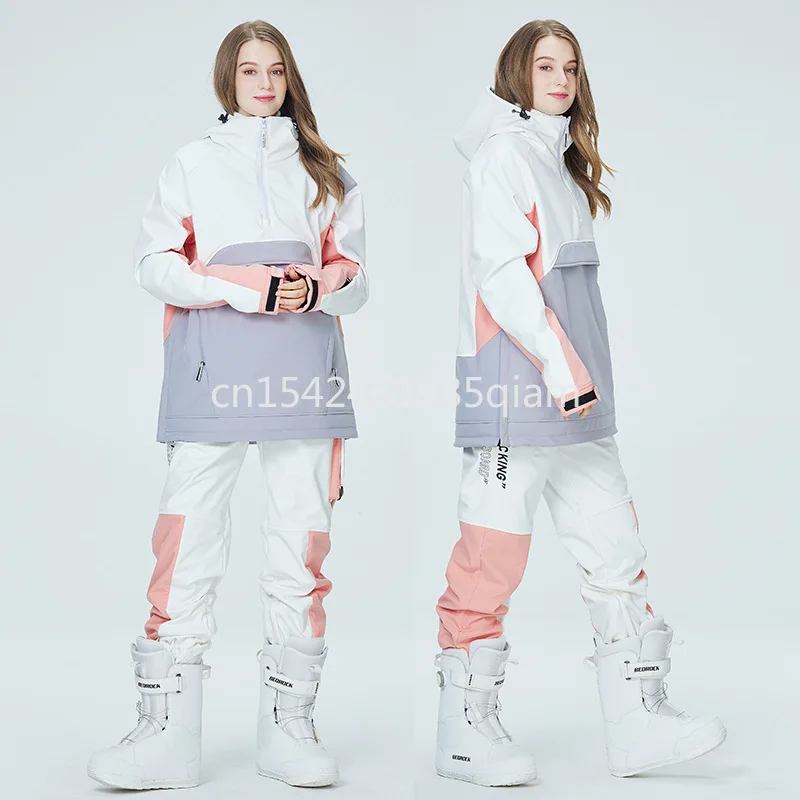 

Модный комплект для сноуборда: мужской и женский лыжный костюм с капюшоном, зимний ветрозащитный водонепроницаемый теплый комплект из куртки и брюк, лыжный костюм, зимний комбинезон