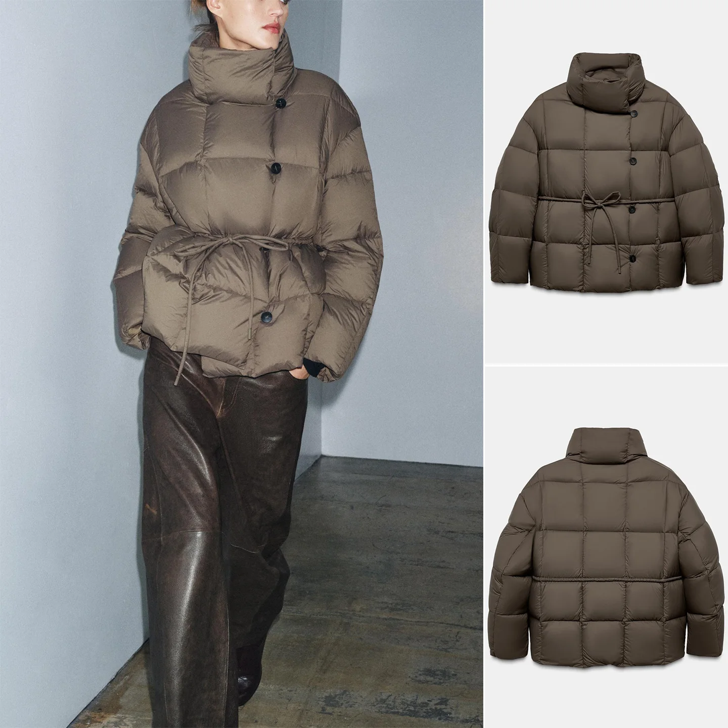 

mat Sle Women's down Jaet with Belt ort Sve Long Sve High Collar New Arrival Winter Faion Ladies Coat