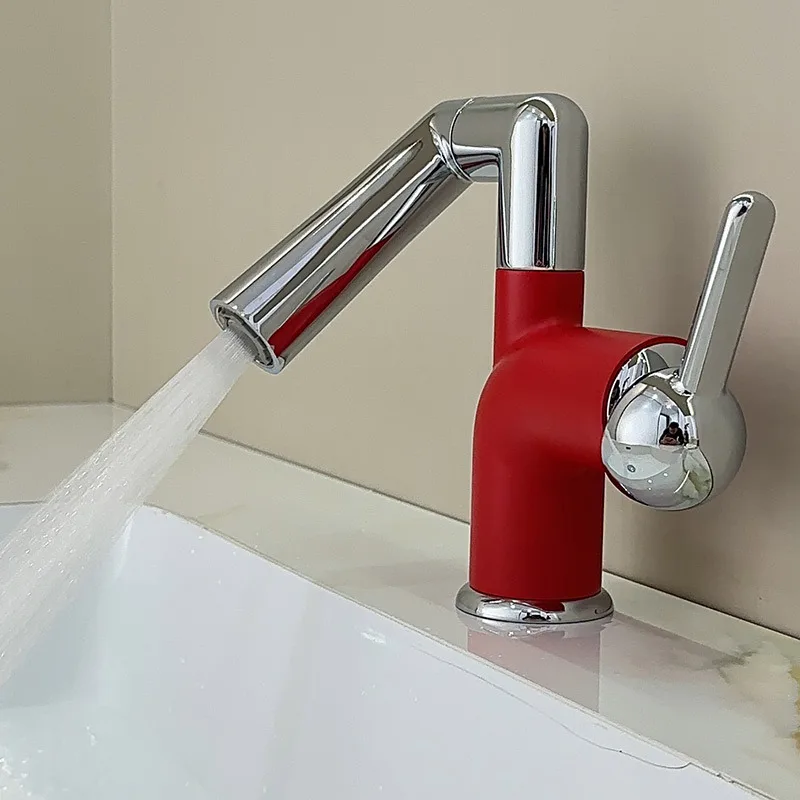

Bathroom Water Tap Universal Rotating Two-speed Water Outlet Hot and Cold Basin Faucet Multi-color Personalized Wholesale