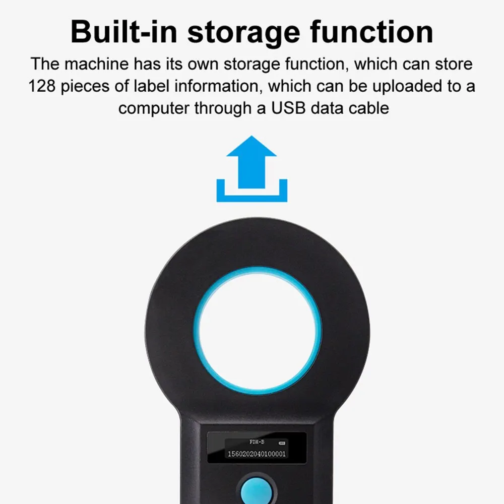 134.2Khz RFID Animal Tag Reader 125K Pet Microchip Scanner ISO11784/85/FDX-B/EMID Microchip For Pet/Dog/Cat/Pig 128 Data Storage