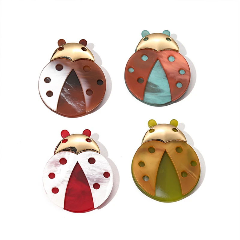 SKEDS Cute Acrylic Ladybug Cartoon Brooch Pin For Women Girls High Quality Student Bag Accessories Insect Series Badges Pins