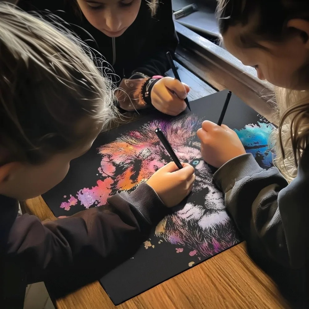 4 набора и набора инструментов для животных, товары для творчества (зебра, львы, слоны, олени), инструменты для ремонта царапин и ручки, 16×11 дюймов