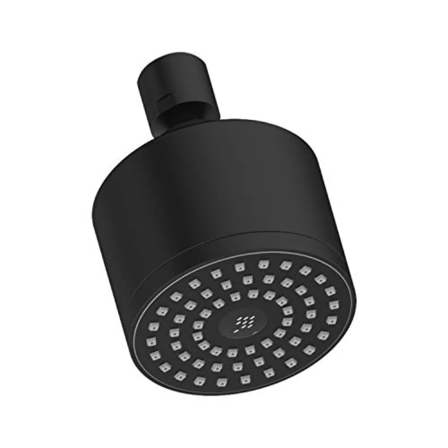 

Bathroom showerhead, brass body with matte black finish, fixed 3-inch single-spray design, 2.5 GPM flow rate for consistent wat