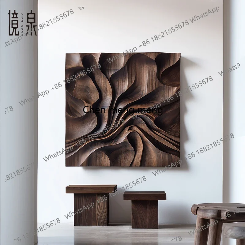 Italian minimalist wood carving decorative painting three-dimensional entrance hanging painting abstract 3D relief installation