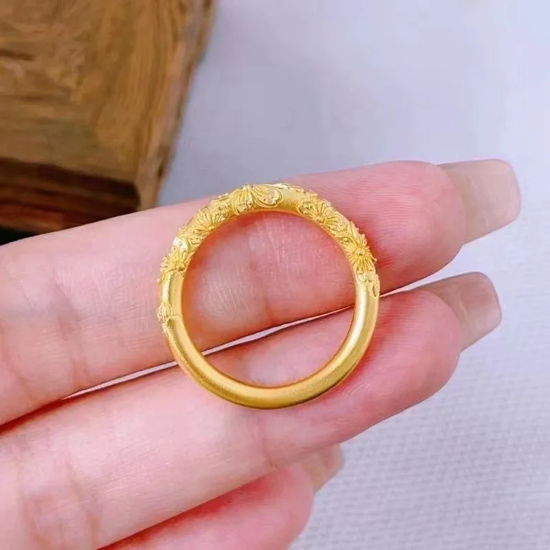 SMILE Real 18K Gold Sakura Ring Pure AU750 Women's Vintage Ring Boutique Jewelry Gifts Exquisite Jewelry R0011