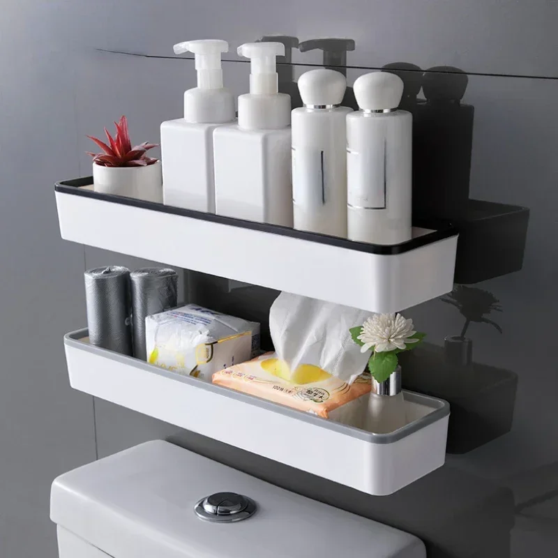 

Wall Hanging Toilet Bathroom Storage Cabinet Rack Punch Free Multifunctional Artifact Above Toilet Rack Shelf Organizer