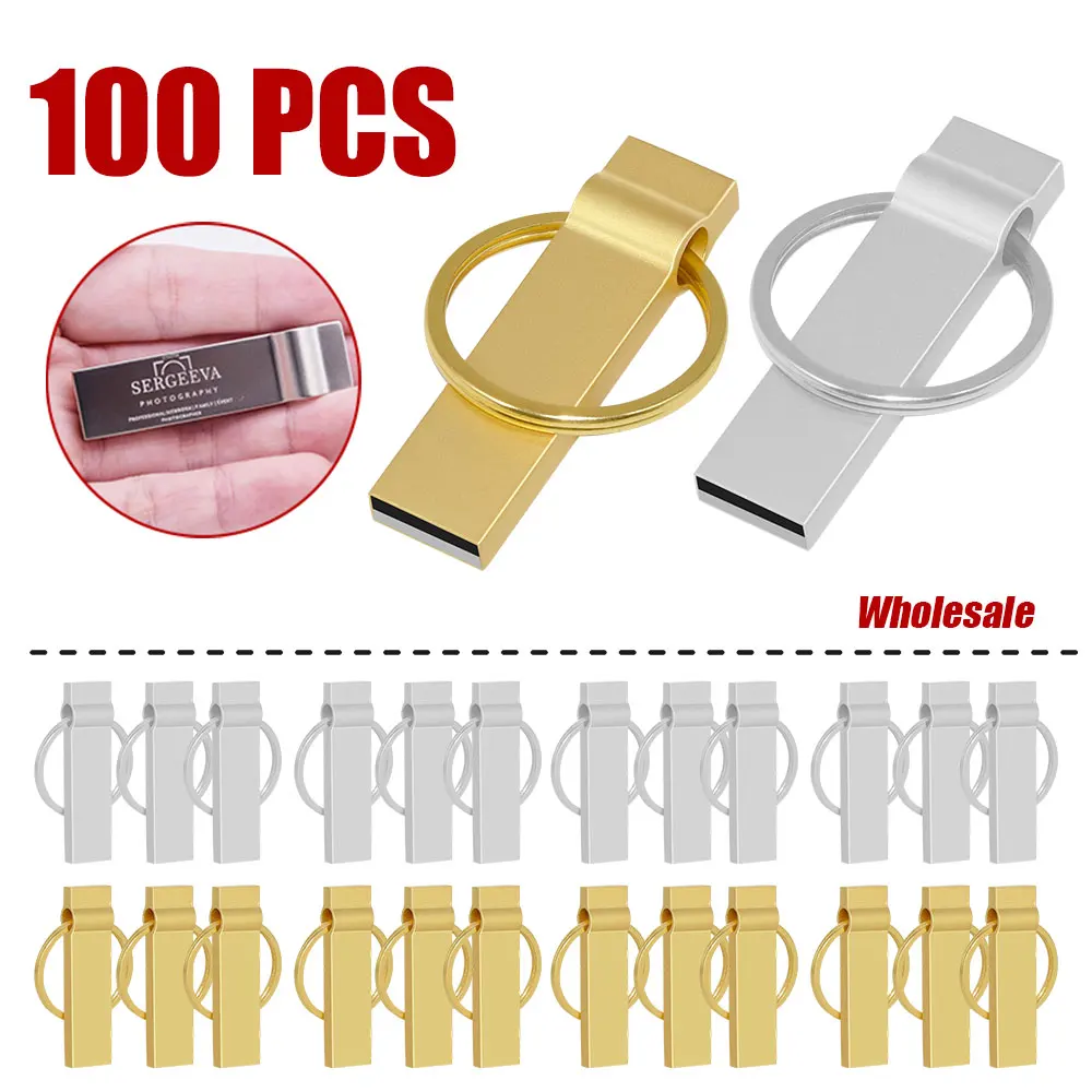 100PCS/lot High Speed Metal Pendrive 128GB 64GB 32GB 16GB 8GB usb flash drive super mini flash usb memory stick with key chain