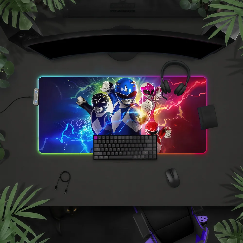 

Movie Mouse Pad Waterproof RGB LED Light Colorful Game P-Power R-Rangers Keyboard Non-slip Cover Desk-mat Surface
