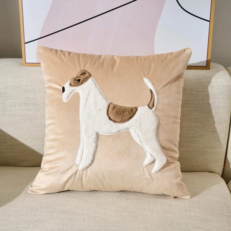45x45CM Rabbit Embroidered Throw Pillow Cover Velvet Plush Cute Stamping Waist Cushion Cover Decor Home Decorative Pillowcase