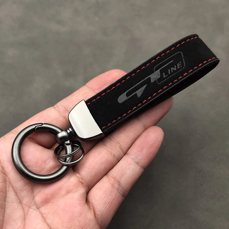 2023 Suede Leather Men Key Chain Rings Luxury Women Car Keychain GT Line Keychain Keyring Accessories