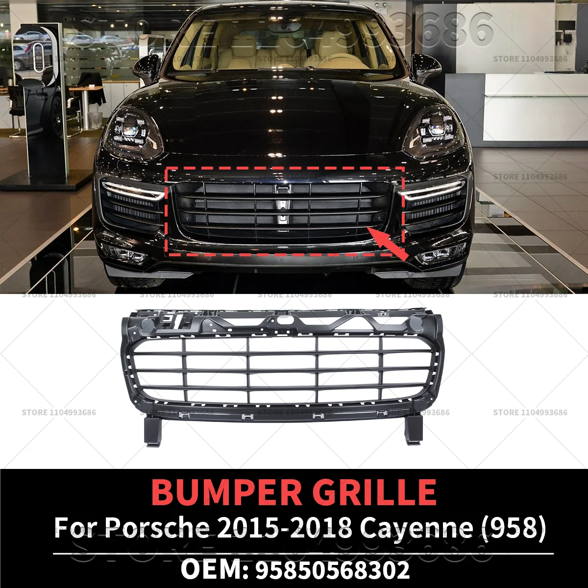 

Для Porsche Cayenne (958) Porsche 2015 2016 2017 2018 решетка переднего бампера OEM 95850568302 95850568340 958505683409B9 958-505-683-02-OEM