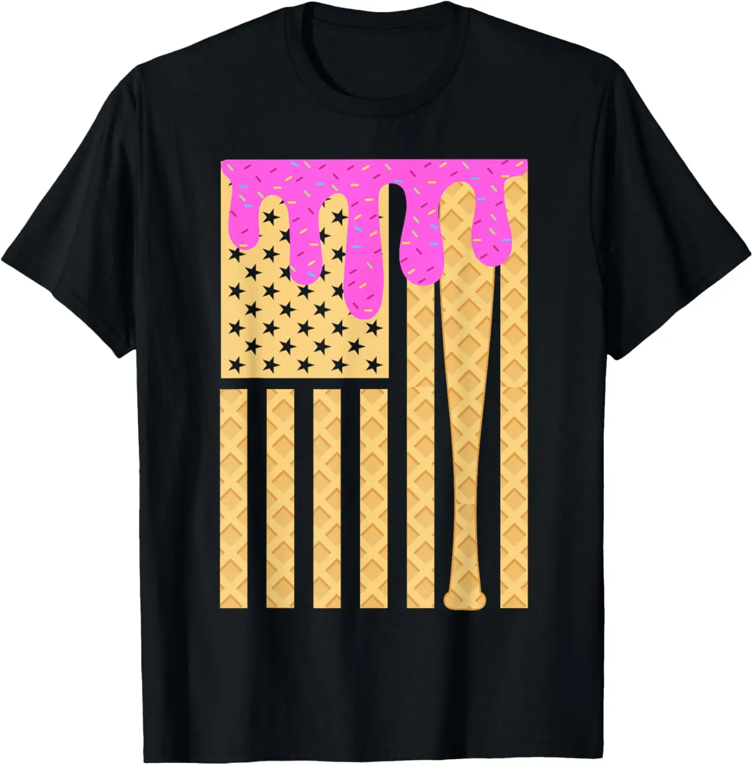 

Baseball Drip Bat For Boys Dripping Ice Cream American Flag T-Shirt Anime Clothes Streetwear Mens T Shirts Graphic Camisas Overs