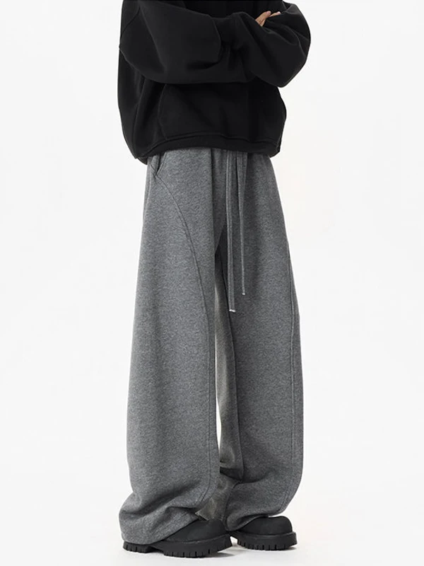 

Retro American Thiened Casual Pants Men's Autumn Winter Straight Leg Wide Leg Trousers Deep ey Cleanfit Knife