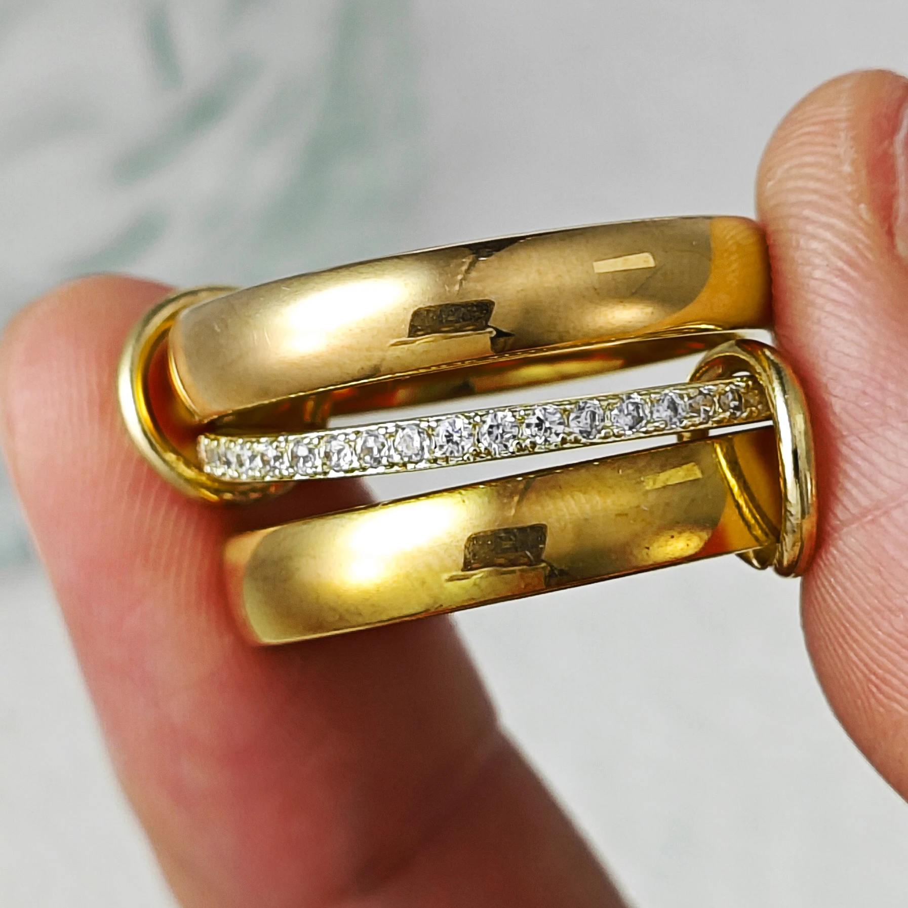 Stainless Steel Spinelli Ring For Women Men Fashion New Gold Color Zircon Three-Piece Set Stacking Rings Finger Jewelry Gifts