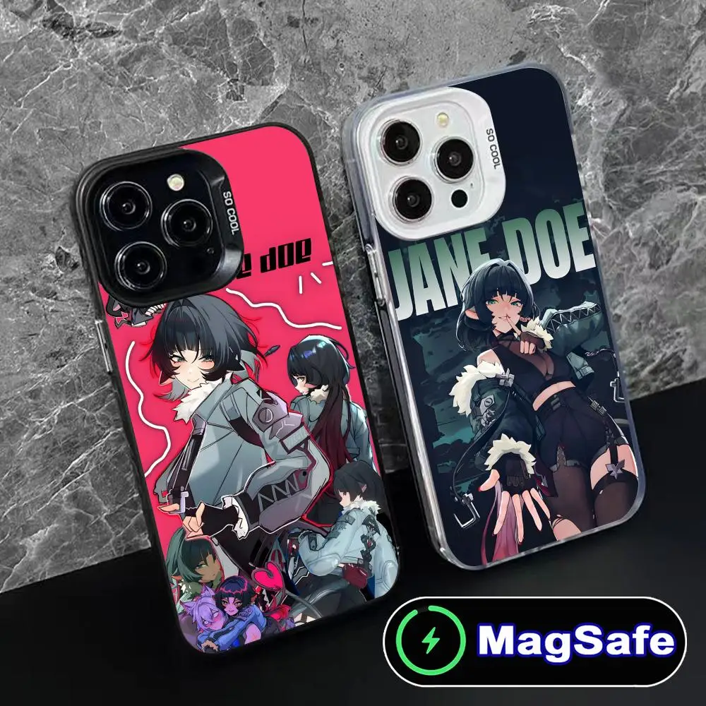 حافظة هاتف Zenless Zone Zero Jane Doe لهاتف iPhone 16 15 14 13 12 11 Pro Max Plus MagSafe شفافة اللون واقية فاخرة