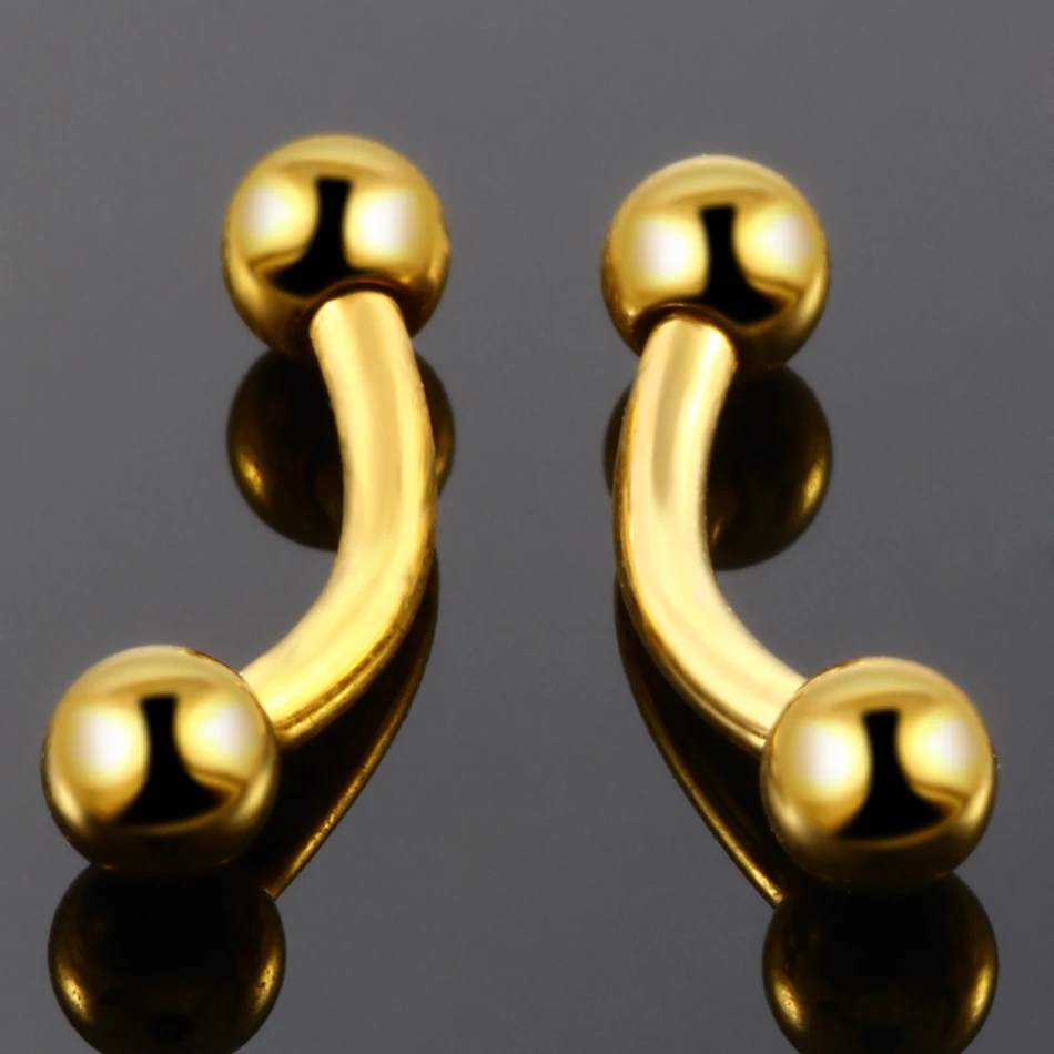 1PC G23 Titanium Vertical Labret Piercings External thread Curved Barbell Tongue Eyebrow Lip Ear Helix Piercings Body Jewelry
