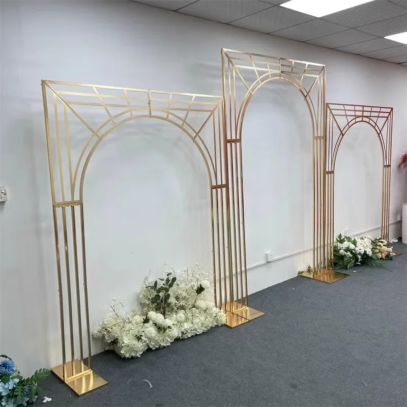 1PC 3PCS Gold-Plated Lines Multiple Screens Arches Background Frames Wedding Decorations Creative Party Supplies