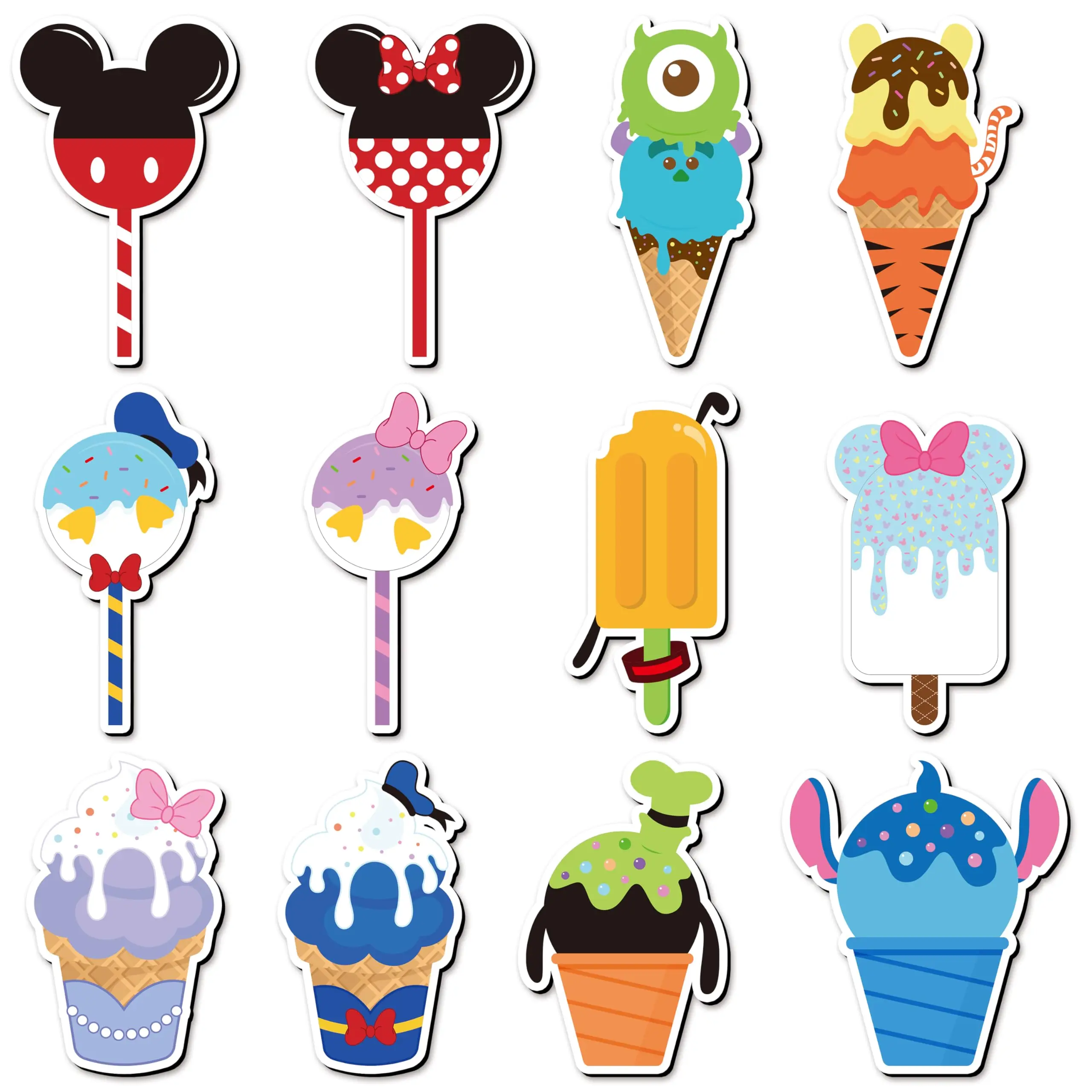 

12Pcs Summer Ice Cream Mouse Cruise Door Magnets Cartoon Style Ice Cream Cruises Door Decals Decor Refrigerator