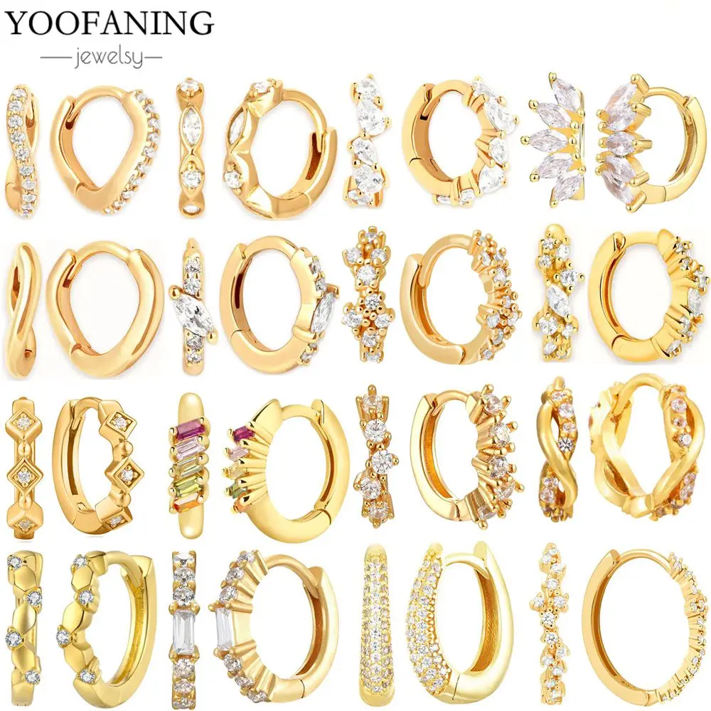 925 Sterling Silver Ear Needle Exquisite Luxury Gold  Hoop Earring White Zircon Accessories Women Earring Jewelrys Wedding Party