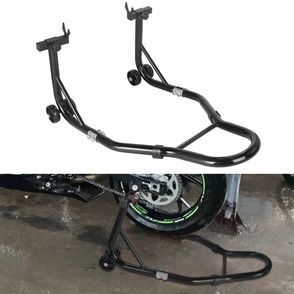 

Комплект подставок для мотоцикла: передняя и задняя подставки для колес, подставка для ремонта шин, опорная рама для колес.