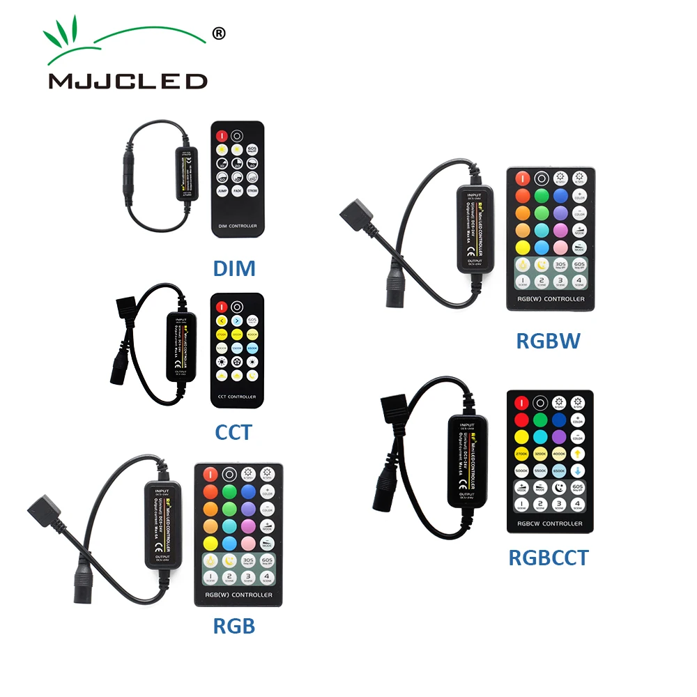 12V 4Pin RGB 24V 5Pin LED Controller 14Key 5V 28Key RF Remote Control for Single Color CCT RGB RGBW RGBCCT LED Strip Lights