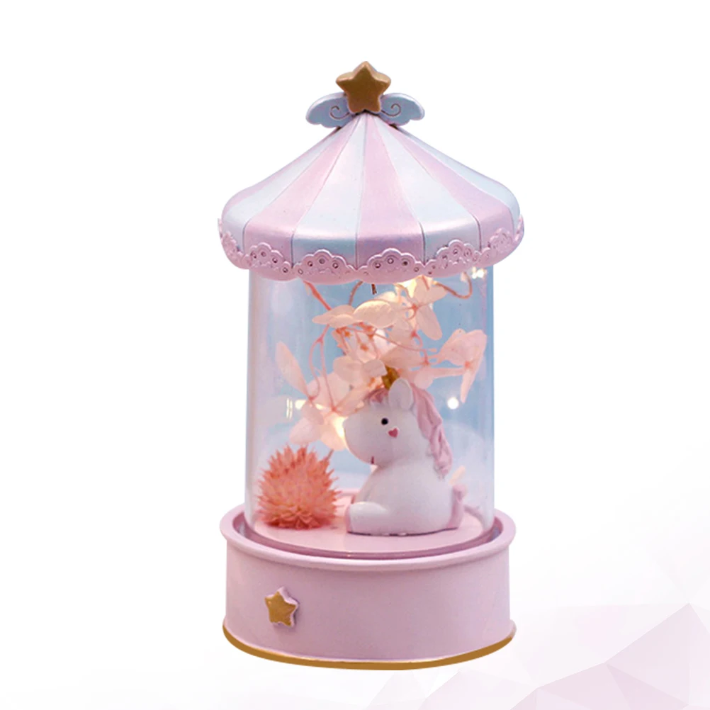 

Glass Table Lamp Resin Unicorn Figurine Rose LED Light Music Box Design Decorative Adornment for Home Party Office Gift Ideas