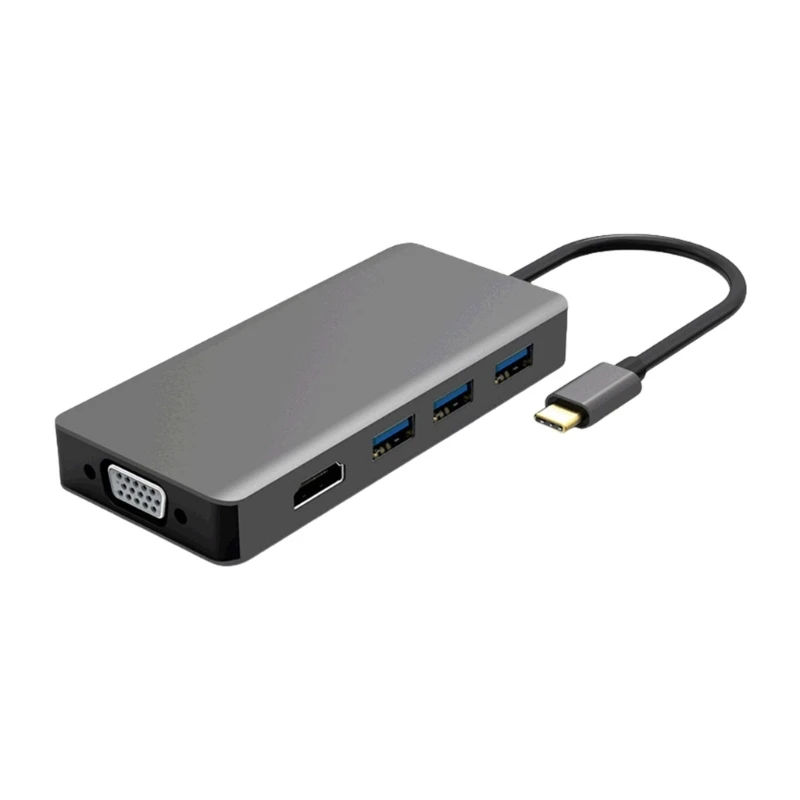 Portable USB C Hubs Type C Adapter with Video, VGA, USB Expansion for On travel Connectivity MultiFunction Converters