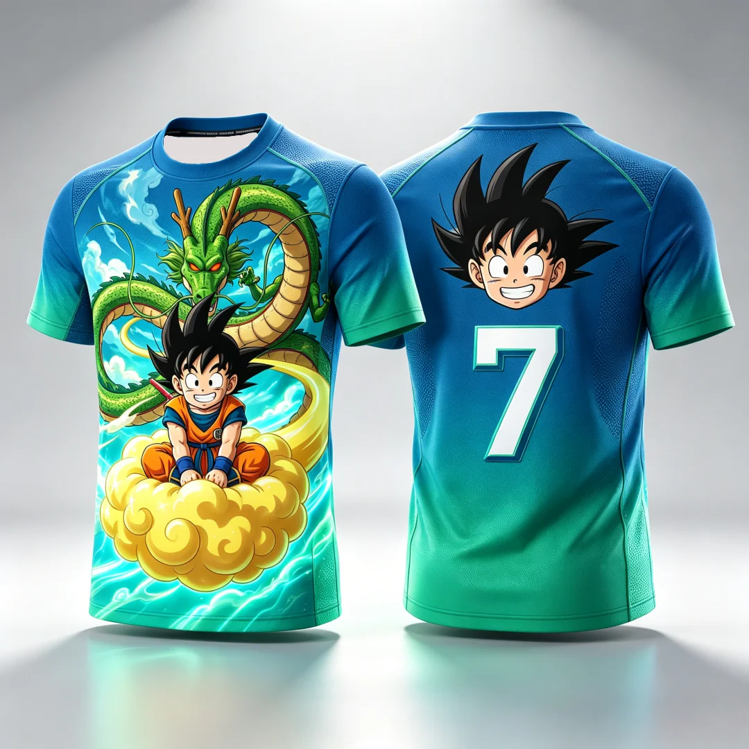2026 Dragon Ball Kid Goku & Shenron # 7 Jersey T-Shirt 3D-Druck Anime Tee Atmungsaktive Sportbekleidung für Männer Frauen Fans Streetwear Top – Detail 8