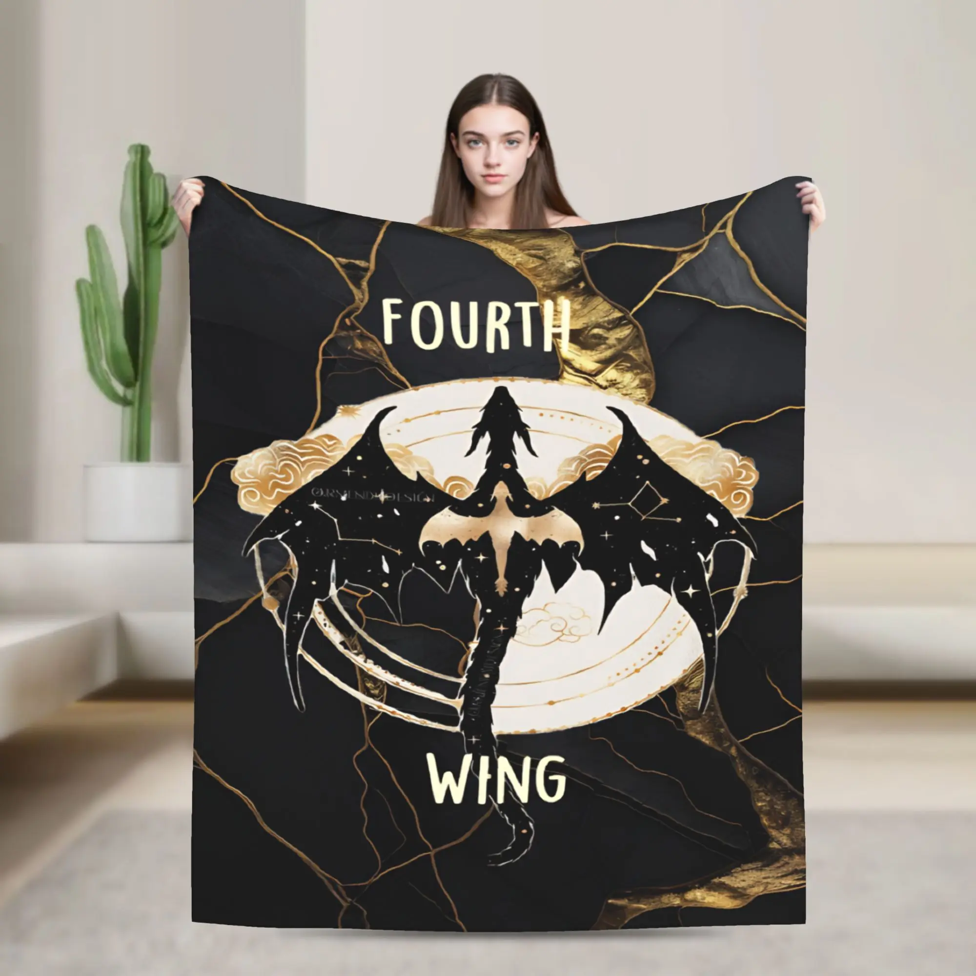 Cozy F-Fourth W-Wing Dragon Blanket Accessories Sofa Decorative  Blanket Throw Super Warm Flannel for Office